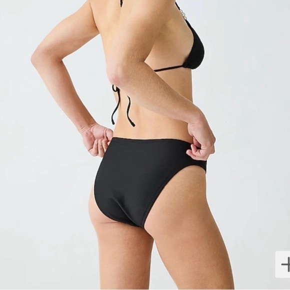 NWT J. Crew Ribbed High Rise Cheeky Bikini Bottom Black Retro 80s Style Sz S - Picture 7 of 14